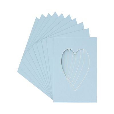 CountryArtHouse Baby Blue Acid Free 7x7 Heart Picture Frame Mat with White Core Bevel Cut for 4x5 Pictures - Fits 7x7 Frame