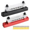 Shkalacar Bus Bar 150A 6 Terminal Single-Row Bus Bar Block with Cover, Ground Distribution, Power Distribution Terminal Block with 6 M4 Screws and 2 Studs, for Car Boat Marine Caravan RV view 1