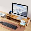kangten Monitor Stand Riser with Lockable Drawer, Large Compartment, 2 Small Compartments, and 2 Top PlatformsMDF Computer Monitor StandDesk Organizer for Home Office PC Screen view 3