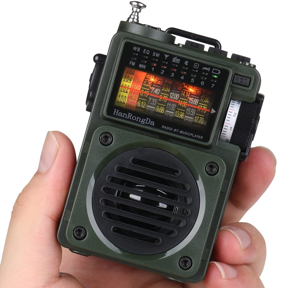 Shortwave Radio, HanRongDa Bluetooth Speaker Support MicroSD, FM MW WB SW Receiver with NOAA Alerts and Sleep Timer, Rechargeable Retro Analog Radios with Backlit and ATS Preset for Camping HRD700