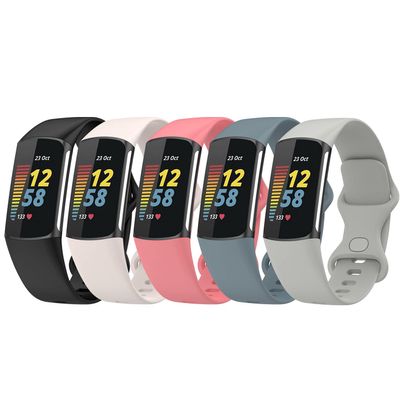5Pack Bands Compatible with Fitbit Charge 5 Fitness Watch Replacement Charge 5 Watch Band Adjustable Bracelet Accessory Strap for Charge 5 Wristbands W/Metal Buckle Women Men (5ColorsA, Large)