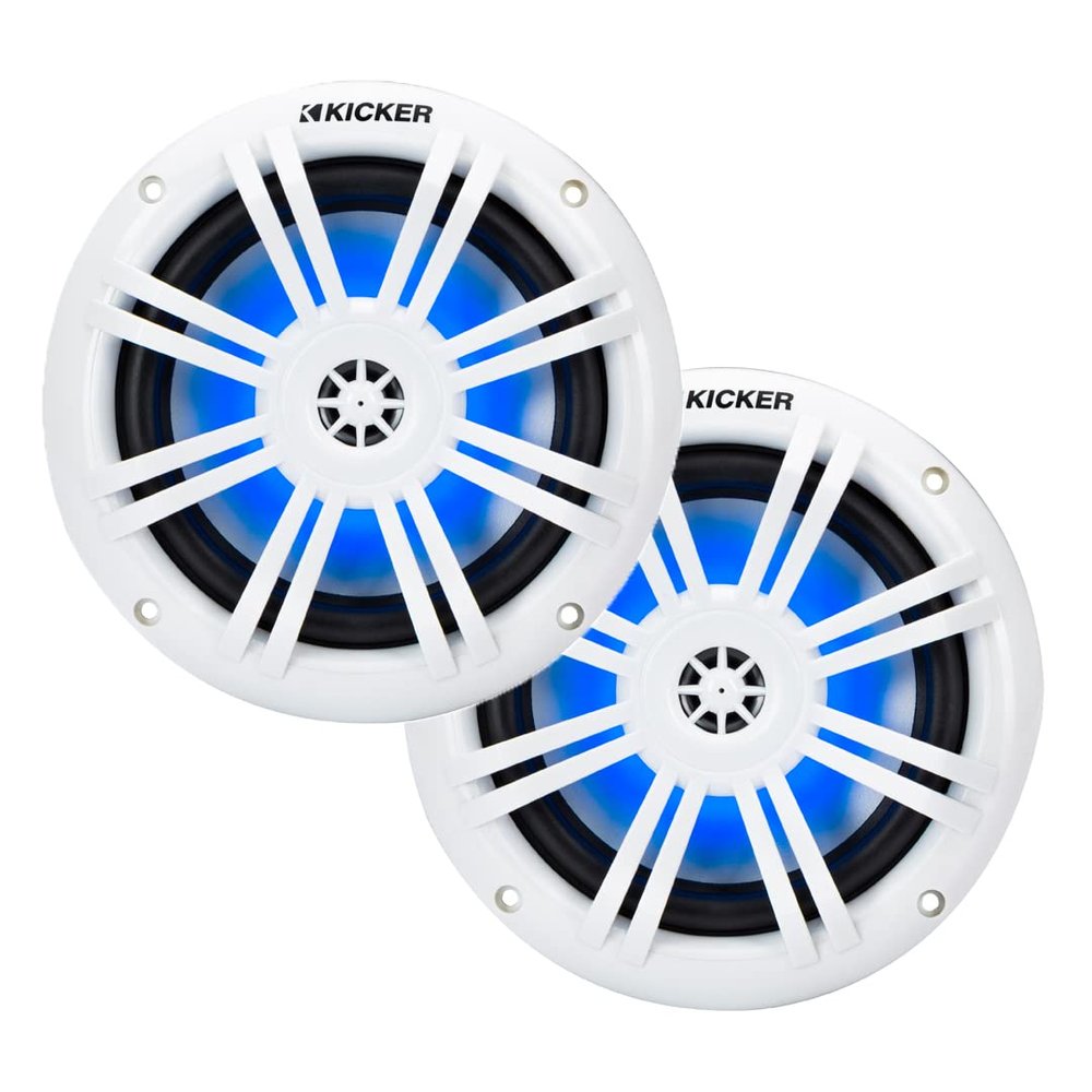 KICKER 49KM604WL KM 6.5" 4 Blue LED Marine Coaxial Speakers - Pair