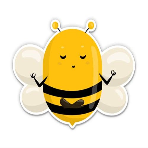 Bee Meditating Yoga - 5" Vinyl Sticker - for Car Laptop I-Pad - Waterproof Decal
