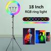 18" Digital RGB LED Dimmable Ring Light with 70" Tripod Stand, Remote Control and Mirror - Compatible with Phones & Cameras view 4