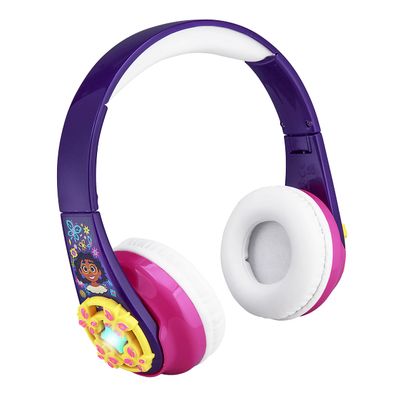 eKids Disney Encanto Bluetooth Headphones with EZ Link, Wireless Headphones with Microphone and Aux Cord, Kids Earphones for School, Home, or Travel