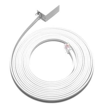 RetailAndBulk 12 Feet Phone Extension Cord for Landline Telephones High End Quality RJ11 Phone Cable Pure Copper 50 Micron Gold Contacts Strong Thick Outer Jacket (White, 12 FT)