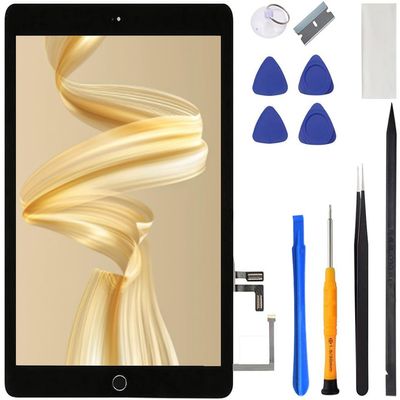 for iPad 5 5th Gen Screen Replacement A1822 A1823 2017 Digitizer 9.7 Inch, for iPad 5th Generation Touch Glass with Home Button, Repair Tool Kit (Black)