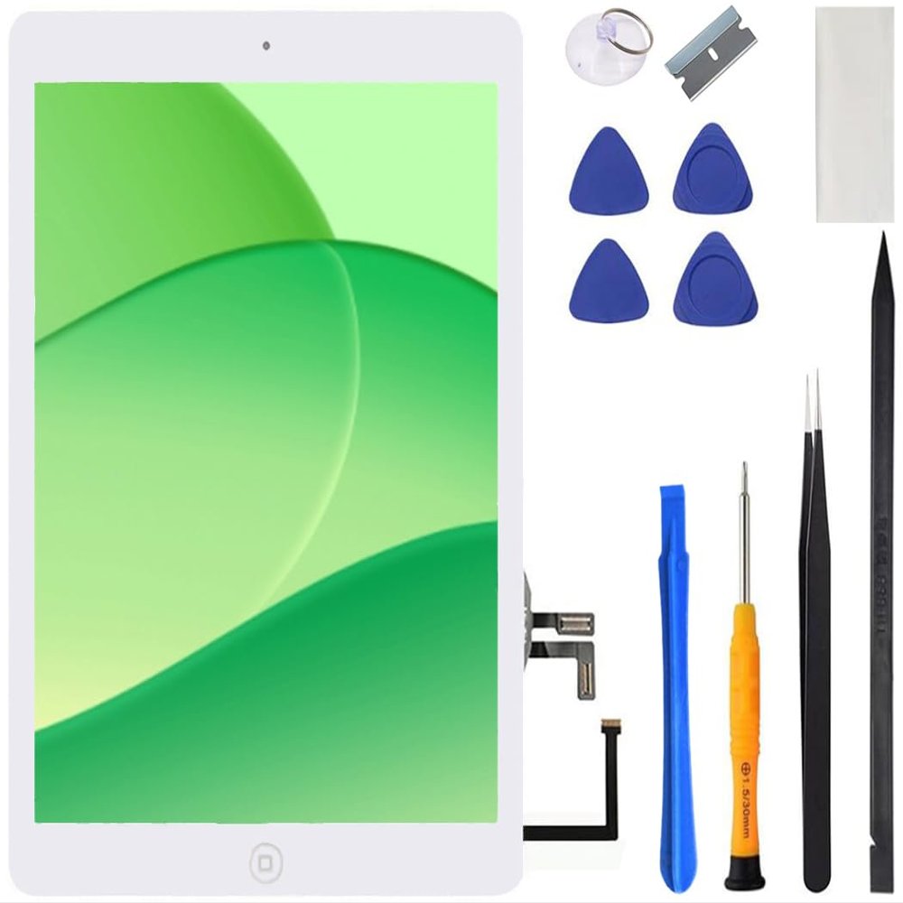 for iPad Air 1 / 1st Gen Screen Replacement 9.7 Inch Digitizer, for A1474 A1475 A1476 Air 1st Generation Touch Glass with Home Button, Repair Tool Kit (White)