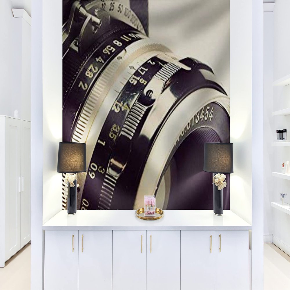 Big Art Small Price - Large Framed Wall Art - Old SLR Film Camera and Lens - Modern Black & White Photography (78" L x 66" H)
