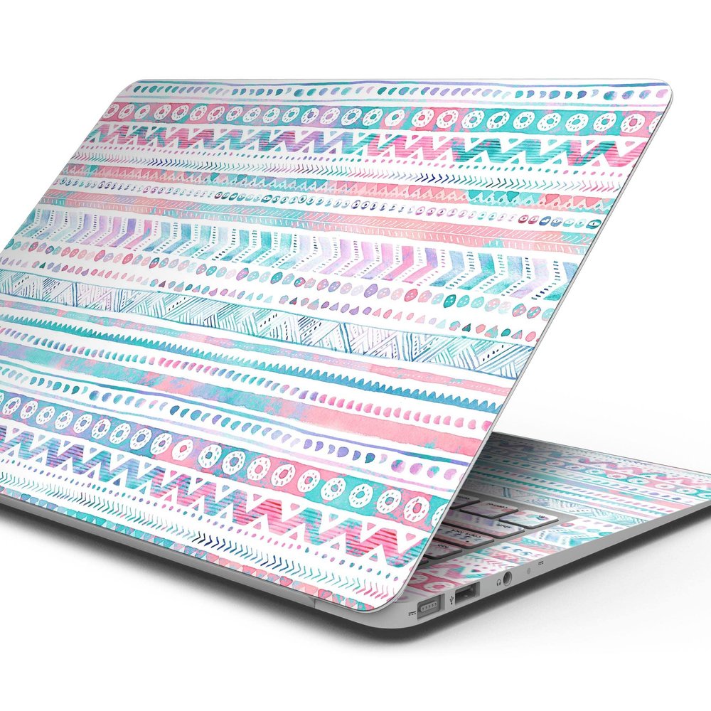 DesignSkinz - Watercolor Ethnic Tribal V1 - Full-Body Wrap Protective Decal Skin Kit Compatible with MacBook 15" Pro w/TB (A1990)