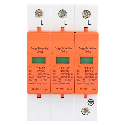 Surge Protectors 3P 420VAC House Surge Protector, Protective Arrester Quick Response Device Low Unloading Voltage Safer