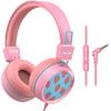 New Bee Kids Headphones Wired for School with Microphone KH20 HD Stereo Safe Volume Limited 85dB/94dB Foldable Lightweight for Girl/Mac/Android/Kindle/Tablet/Pad (Pink) view 1
