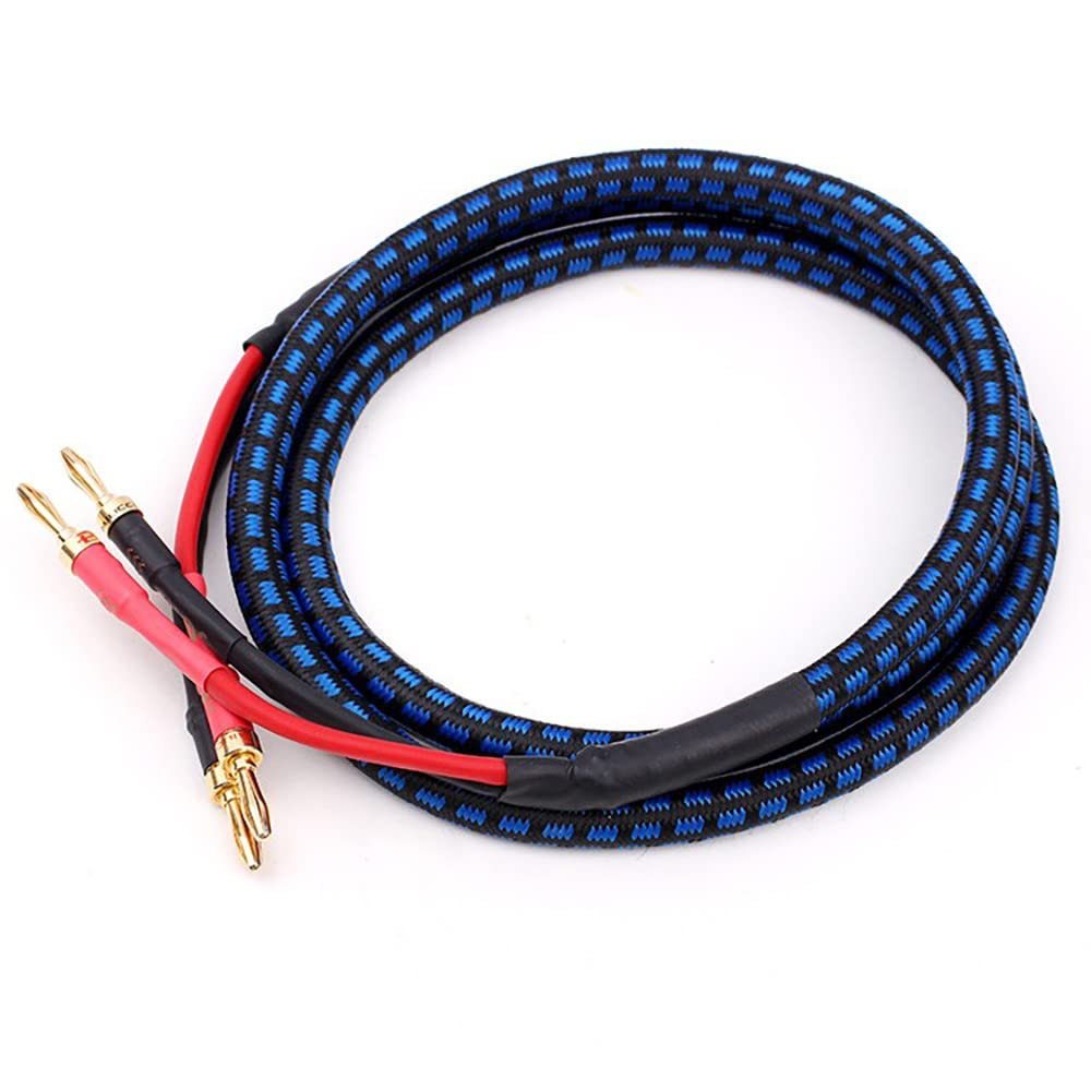 13AWG Premium Heavy Duty Braided Speaker Cable,Speaker Wire with Gold Plated Banana Plug Tips, Oxygen-Free Copper (OFC) (2M(6.6FT))