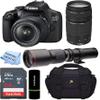 Canon EOS Rebel 2000D DSLR Camera with 18-55mm and 75-300mm Lenses, 500mm Preset Lens, 64GB Memory, Black (Renewed) view 1