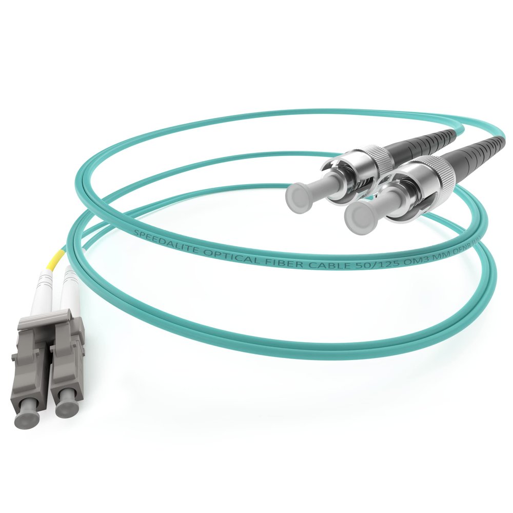SpeedaLite 30M LC to ST Fiber Patch Cable OM3 Multimode Duplex 10Gig OFNR, 30 Meter