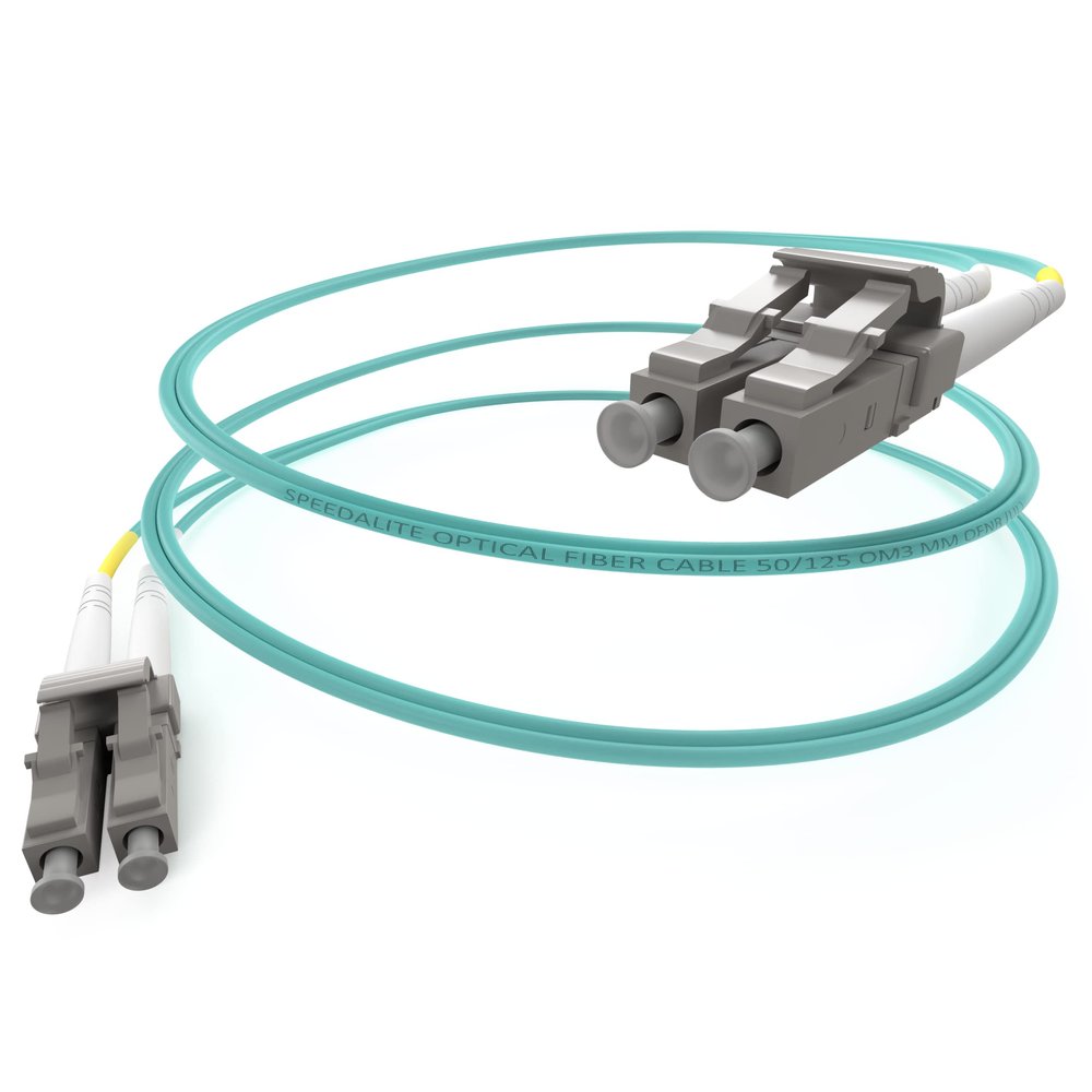 0.5 Meter OM3 Multimode Duplex Fiber Patch Cable, LC-LC Connector, 10Gig OFNR Rated, High Speed Corning Glass for Network, Data Center, LAN, FTTH, Telecom