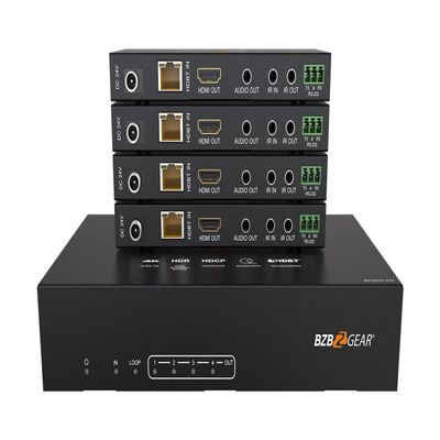 BZBGEAR 1x4 4K UHD HDMI HDBaset Splitter/Distribution Amplifier Over Category Cable (Kit, Includes 4X RX) - BG-UDA-E14