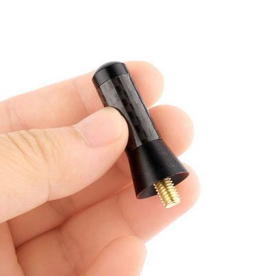 3.5cm Short Black Aluminum Antenna Mast Carbon Fiber Screw Aluminum Car Short Decoration Antenna Universal for Vehicle with External Antenna