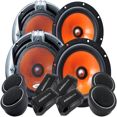 2 Pairs Audiobank 1000W 6.5-Inch 2-Way Car Audio Component Speaker System 6-1/2in Car Audio Speaker for Car, ATV, RV, Motorcycle, Boat