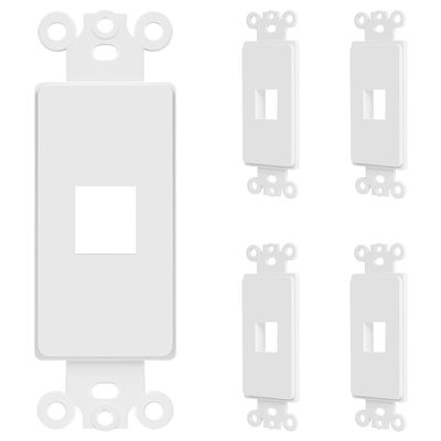ENERLITES 1-Port Keystone RJ45 Wall Plate Adapter, Multimedia Insert for Decorator Wall Plate, Cat7 Cat6 Cat5 Compatible, for Voice/Data & Audio/Video Multimedia Modules, 6261-W-5PCS, White, 5 pack