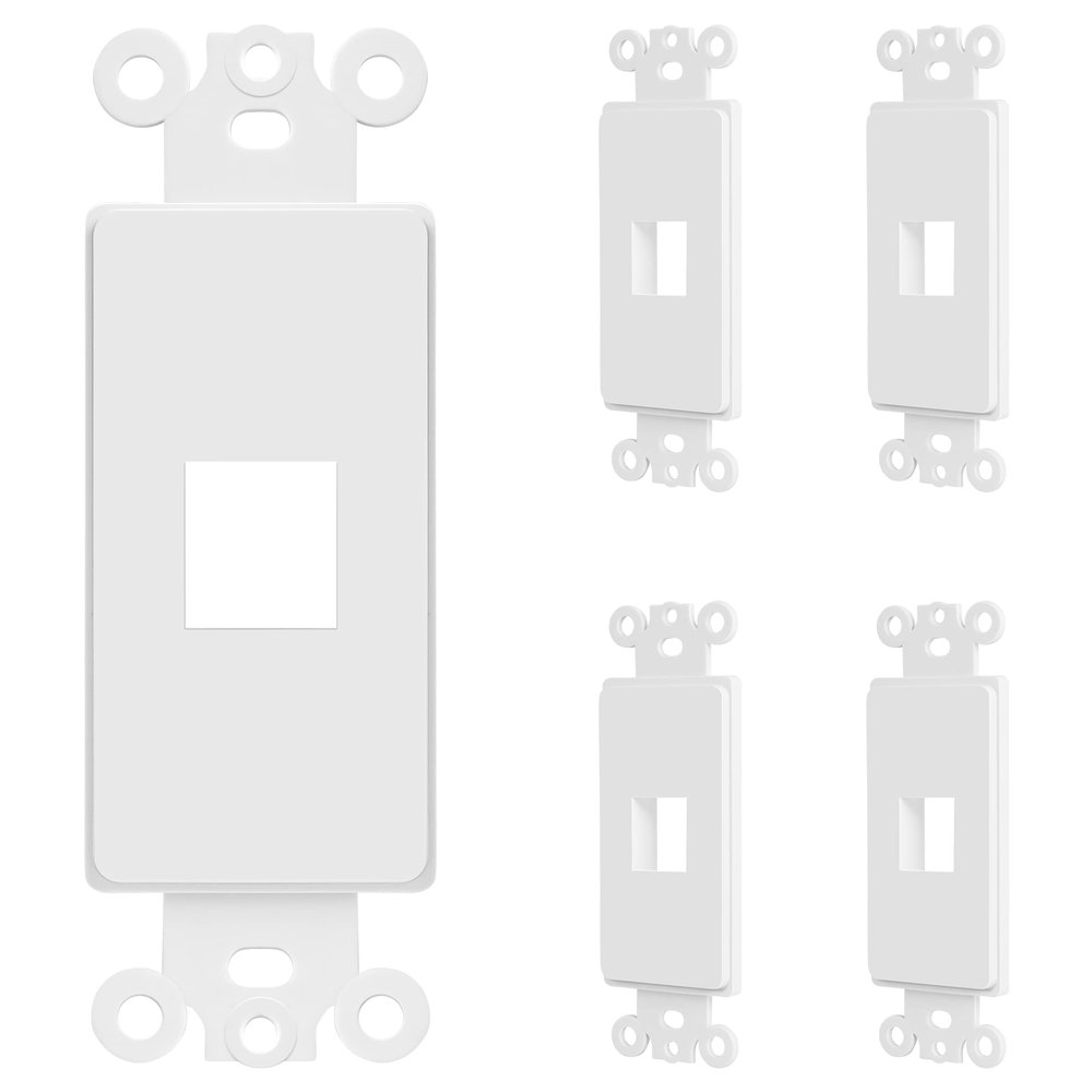 ENERLITES 1-Port Keystone RJ45 Wall Plate Adapter, Multimedia Insert for Decorator Wall Plate, Cat7 Cat6 Cat5 Compatible, for Voice/Data & Audio/Video Multimedia Modules, 6261-W-5PCS, White, 5 pack