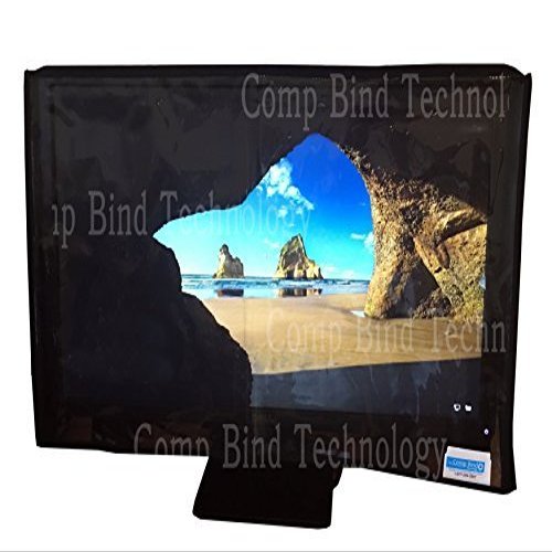 Comp Bind Technology Cover Compatible with LCD 24'' Monitor, (Center Cutout for Monitor Swing arm) Front Clear Transparent, Marine Black Anti-Static Cover Dimensions 23.25''W x 2.25''D x 15''H