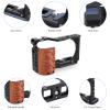 Leftfoto Upgrade Metal Cage with Wood Handle for Sony Alpha ZV-E10 Video Shooting Accessories, Cold Shoe Mic/Light Extension Video Cage Filming Vlog Camera Kit view 2