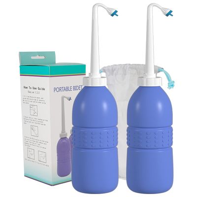 Hibbent 2 Pack 620ml Travel Bidet Bottle, Portable Bidet Sprayer Handheld Bidet, Portable Bidet for Travel Bag with Extra Long Pointed Nozzle Spray, Toilet Bidet Shower, Bathroom Bidet Spray, Purple