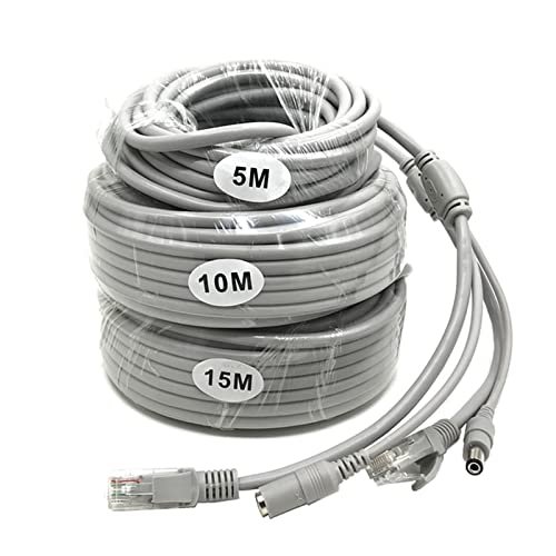 16ft /30ft /50ft /65ft /100ft Optional CCTV RJ45 Cable Ethernet Surveillance Security Camera Cable DC Power Cat5 Internet Network LAN Cord IP Cameras NVR Recorder System Routers Connection (30)