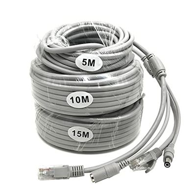 16ft /30ft /50ft /65ft /100ft Optional CCTV RJ45 Cable Ethernet Surveillance Security Camera Cable DC Power Cat5 Internet Network LAN Cord IP Cameras NVR Recorder System Routers Connection (16)