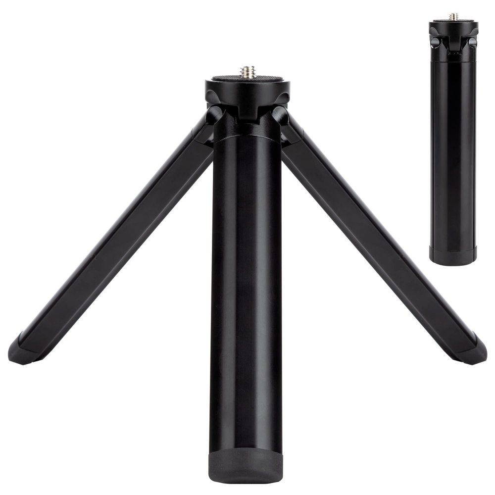 QIMEI-SHOP Mini Tripod Stand - Portable Travel Tripod for Smartphone, GoPro, Webcam & Camcorder - Black