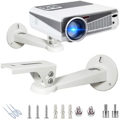 2-Be-Best Universal Projector Wall Mount Angle Adjustable 360Rotatable 11.5 lbs Load 7.9 in Length Projector Hanger with Mounting Screw Thread Adapters White as Mini Projector Camera Camcorder Mount