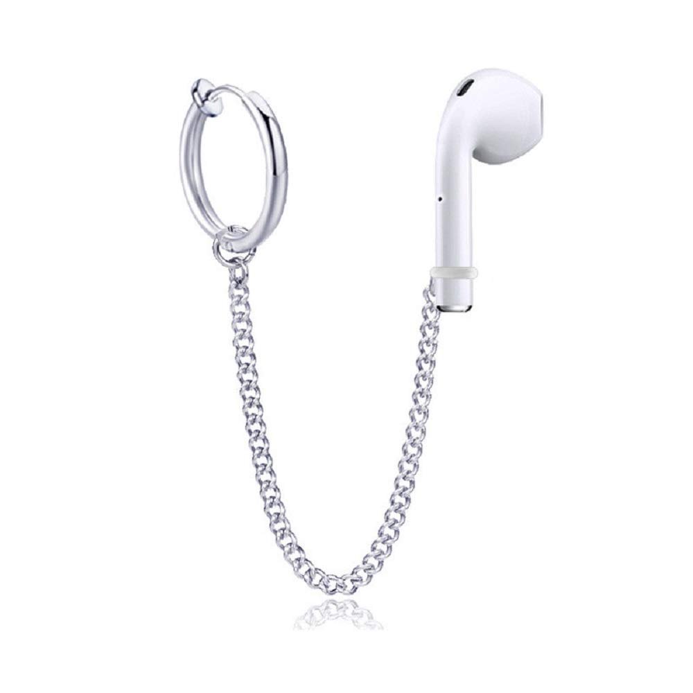 1 Pair Creative Earring Strap Wireless Earphone Holder Connector Unisex Anti-Lost Stainless Steel Earring-Style 8#