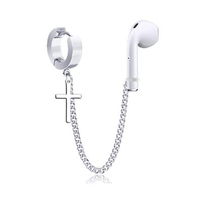1 Pair Creative Earring Strap Wireless Earphone Holder Connector Unisex Anti-Lost Stainless Steel Earring-Style 3#