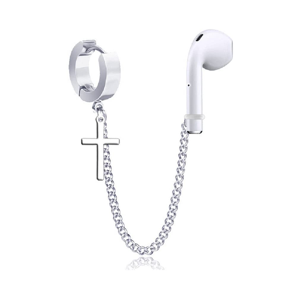 1 Pair Creative Earring Strap Wireless Earphone Holder Connector Unisex Anti-Lost Stainless Steel Earring-Style 3#