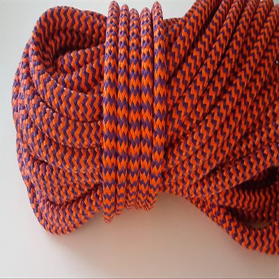 9/16 x 100 ft. Double Braid-Yacht Braid Polyester Rope Hank. Purple/ Orange Herringbone.