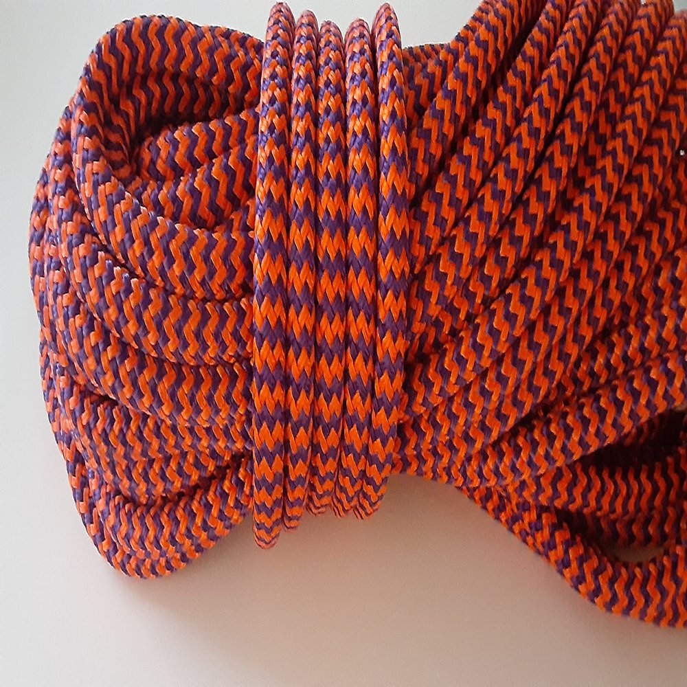 9/16 x 100 ft. Double Braid-Yacht Braid Polyester Rope Hank. Purple/ Orange Herringbone.
