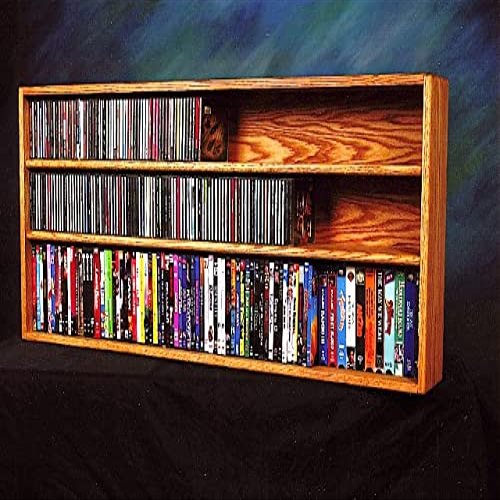 Highboy Solid Oak Wall or Shelf Mount for CD and DVD-VHS Tape-Book Cabinet
