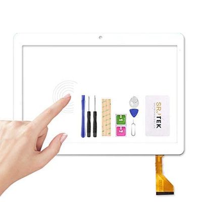 for 10.1'' Inch Zonko K105 Tablet PC Front Outter Touch Screen Panel Digitizer Sensor Glass Replacement Phablet Multitouch (Bigger Size Left Hole White)