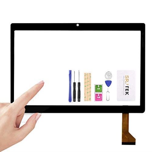 for 10.1'' Inch Zonko K105 Tablet PC Front Outter Touch Screen Panel Digitizer Sensor Glass Replacement Phablet Multitouch (Smaller Size Middle Hole Black)