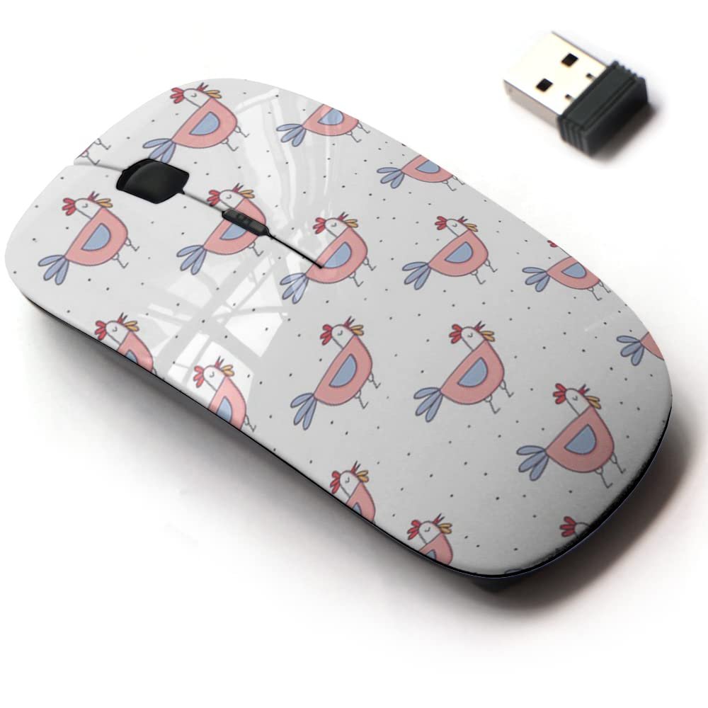 2.4G Wireless Mouse with Cute Pattern Design for All Laptops and Desktops with Nano Receiver - Cartoon Rooster
