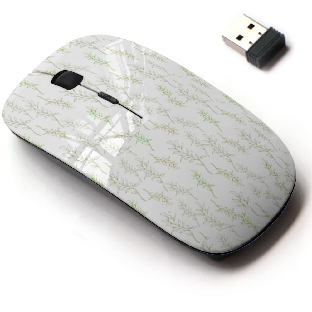 2.4G Wireless Mouse with Cute Pattern Design for All Laptops and Desktops with Nano Receiver - Branches Leaves Thin
