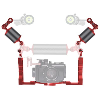 BGNing SLR Underwater Triangle Tray Stabilizer Action Camera Diving Cage Rig Bracket Handgrip Buoyancy Float Arm Mount Combo (5inch Red Combo A)