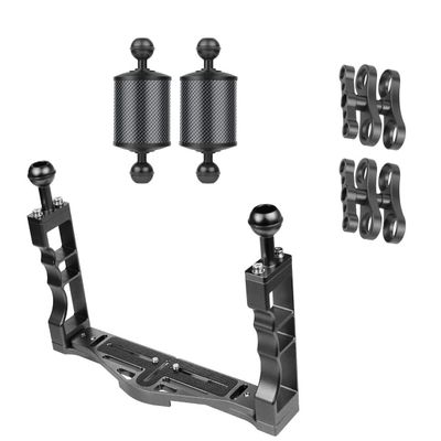BGNing SLR Underwater Triangle Tray Stabilizer Action Camera Diving Cage Rig Bracket Handgrip Buoyancy Float Arm Mount Combo (5inch Black Combo A)