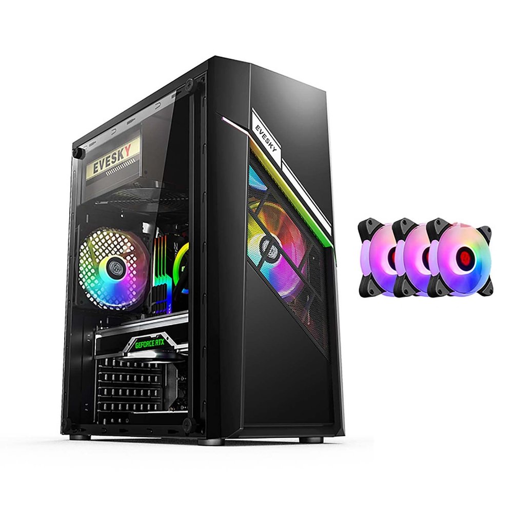 BBNB Computer Cases, Mid- Tower PC. Gaming Case ATX/M- ATX/ITX- Front I/O USB 3. 0 Port - Acrylic Glass Side Panel - RGB. Fan- Water- Cooling Ready (Color : White, Size : 1 Fans)