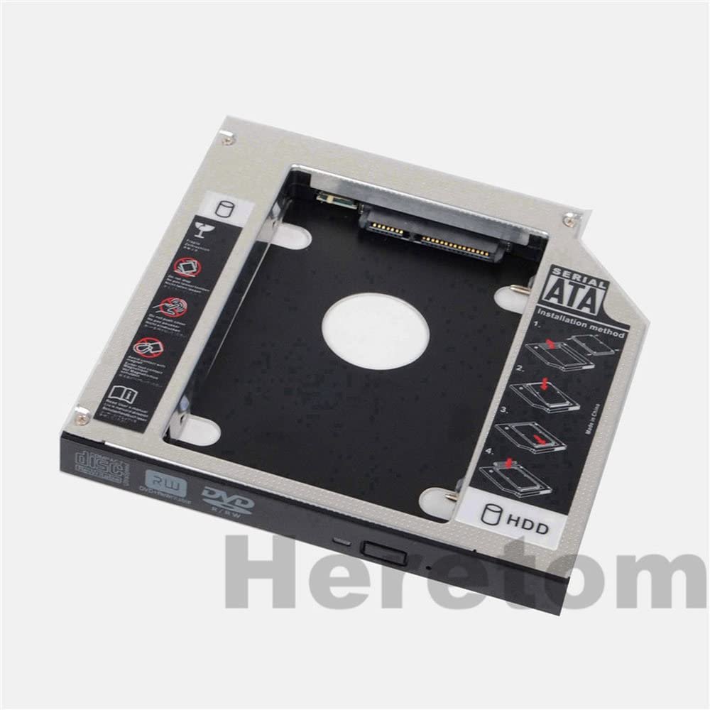 12.7mm Universal Aluminum SATA to SATA Caddy for 2nd HDD SSD Hard Drive Box Enclosure DVD CD ROM Optibay Adapter Case