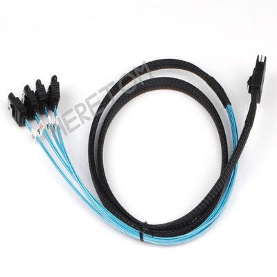 10PCS/LOT Mini SAS 4i 36P SFF 8087 to 4 SATA 7P The Reverse with Latch Cable 100CM/1M