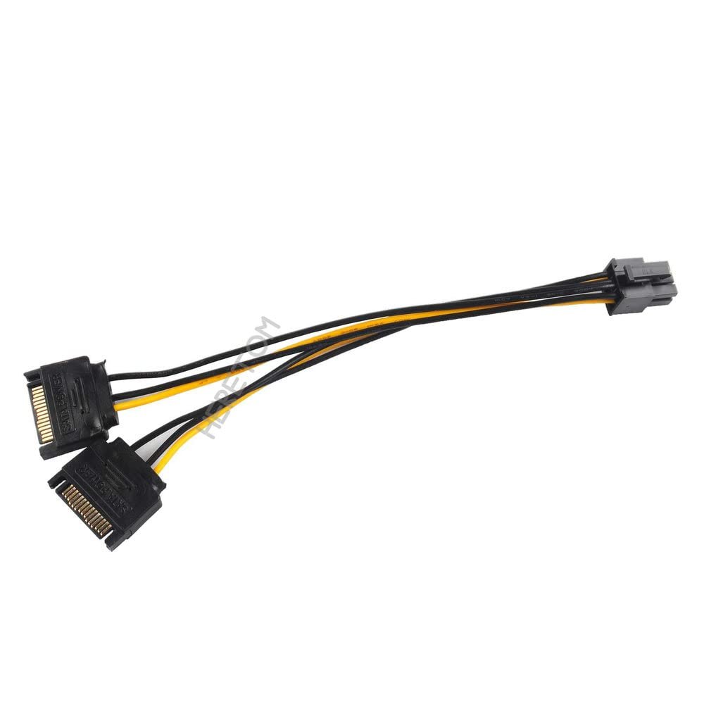 20cm Sata Power to 6 pin Graphics Power Supply Dual Sata Power Cord 15 pin Male M to PCI-e 6 Pin Female Video Card Power Cable