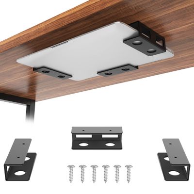 GOME Under Desk Laptop Mount Metal Bracket with Felt Board, Under Desk Laptop Tray Holder Shelf with Screws to Enhanced Stability