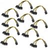 10PCS Dual 15 Pin Male Cable to (6+2) 8 Pin Male PCIE PCI Express Video Card SATA Power Cable Adapter Data Cables 20CM view 1